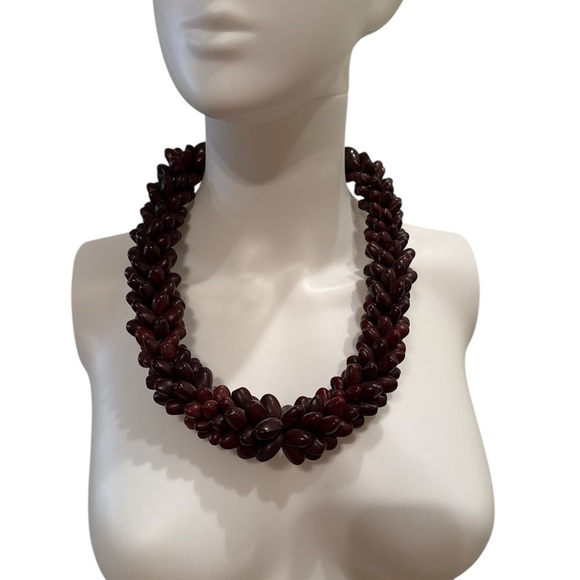 Authentic Hawaiian Lei Elegant Brown Beaded Necklace Wili Wili Tree Seeds - Picture 1 of 7